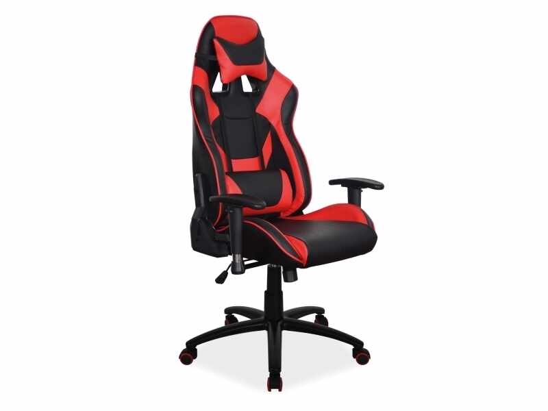 Scaun gaming tapitat cu piele ecologica Supra Rosu / Negru, l69xA49xH122-130 cm