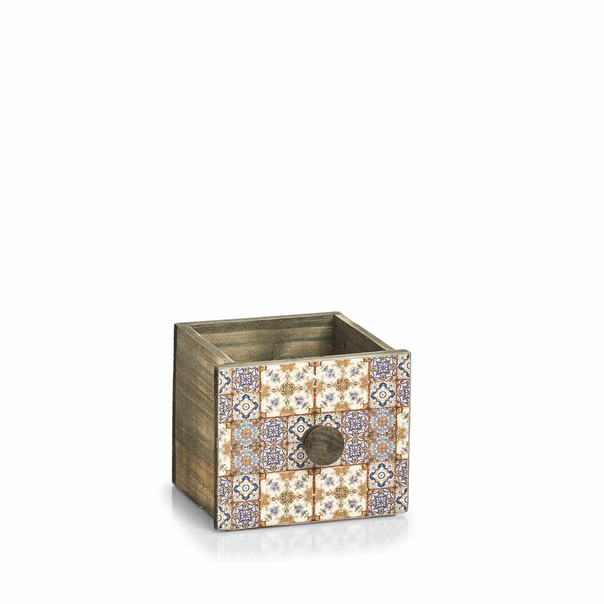 Cutie pentru depozitare din lemn Mosaic Mini Multicolor, L12xl13,5xH11,5 cm