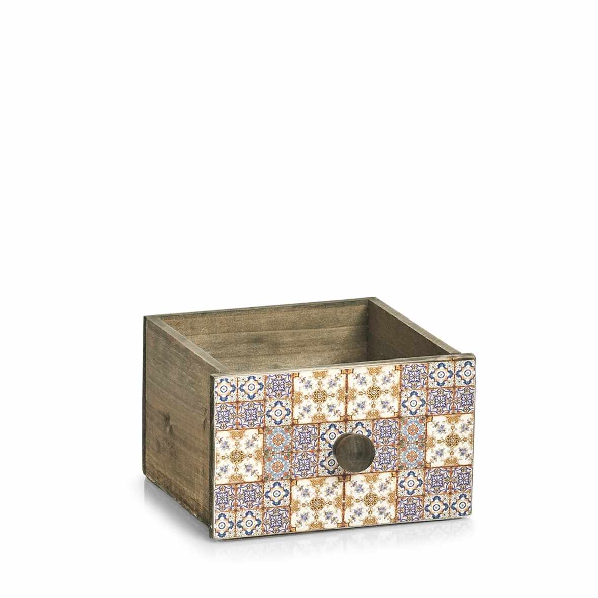 Cutie pentru depozitare din lemn Mosaic Mini Multicolor, L17xl18,5xH11,5 cm