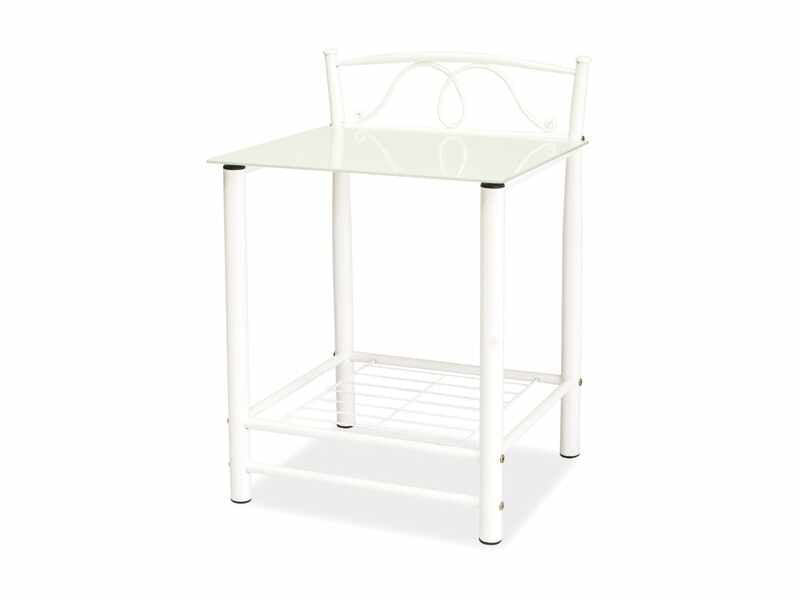 Noptiera alba din metal si sticla ET-920, l49xA46xH65 cm