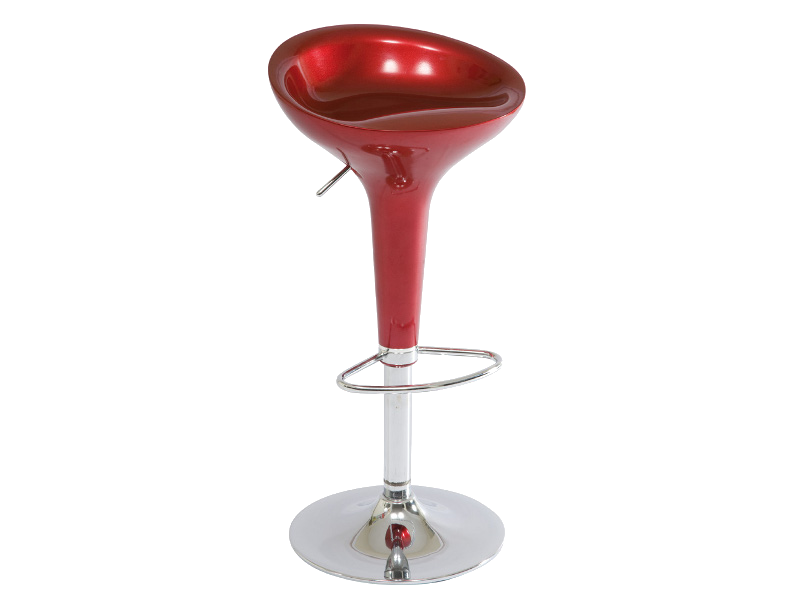 Scaun de bar din plastic, cu picior metalic A-148 Red, l34xA29xH68-88 cm