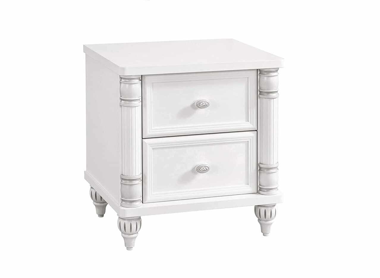 Noptiera din pal cu 2 sertare, pentru copii si tineret Romantic Alb, l50xA42xH56 cm
