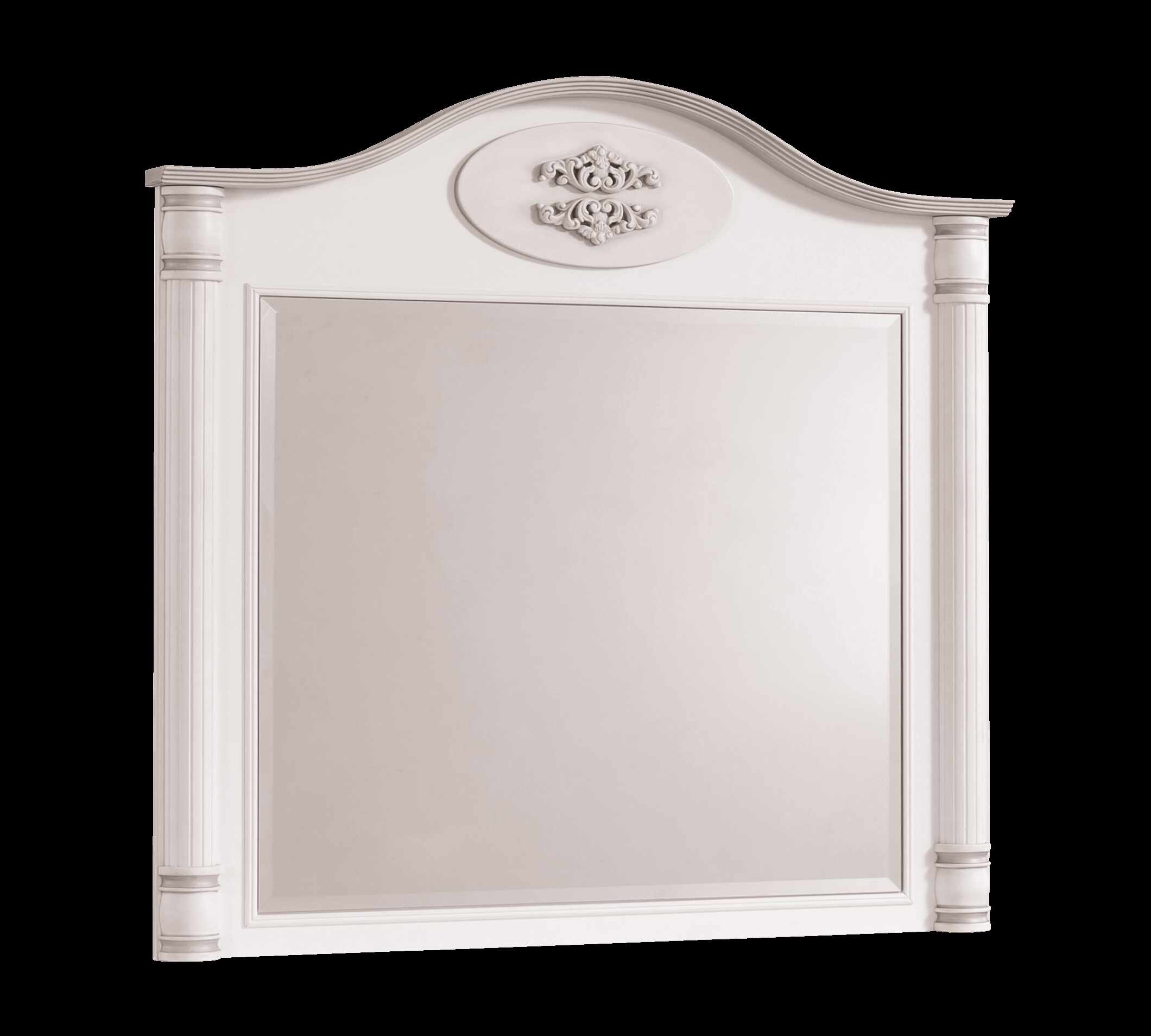 Oglinda decorativa cu rama din pal, pentru copii si tineret Romantic White, l90xA7xH88 cm