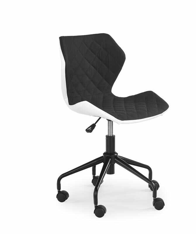 Scaun de birou pentru copii, tapitat cu piele ecologica si stofa Matrix Black, l48xA53xH78-88 cm