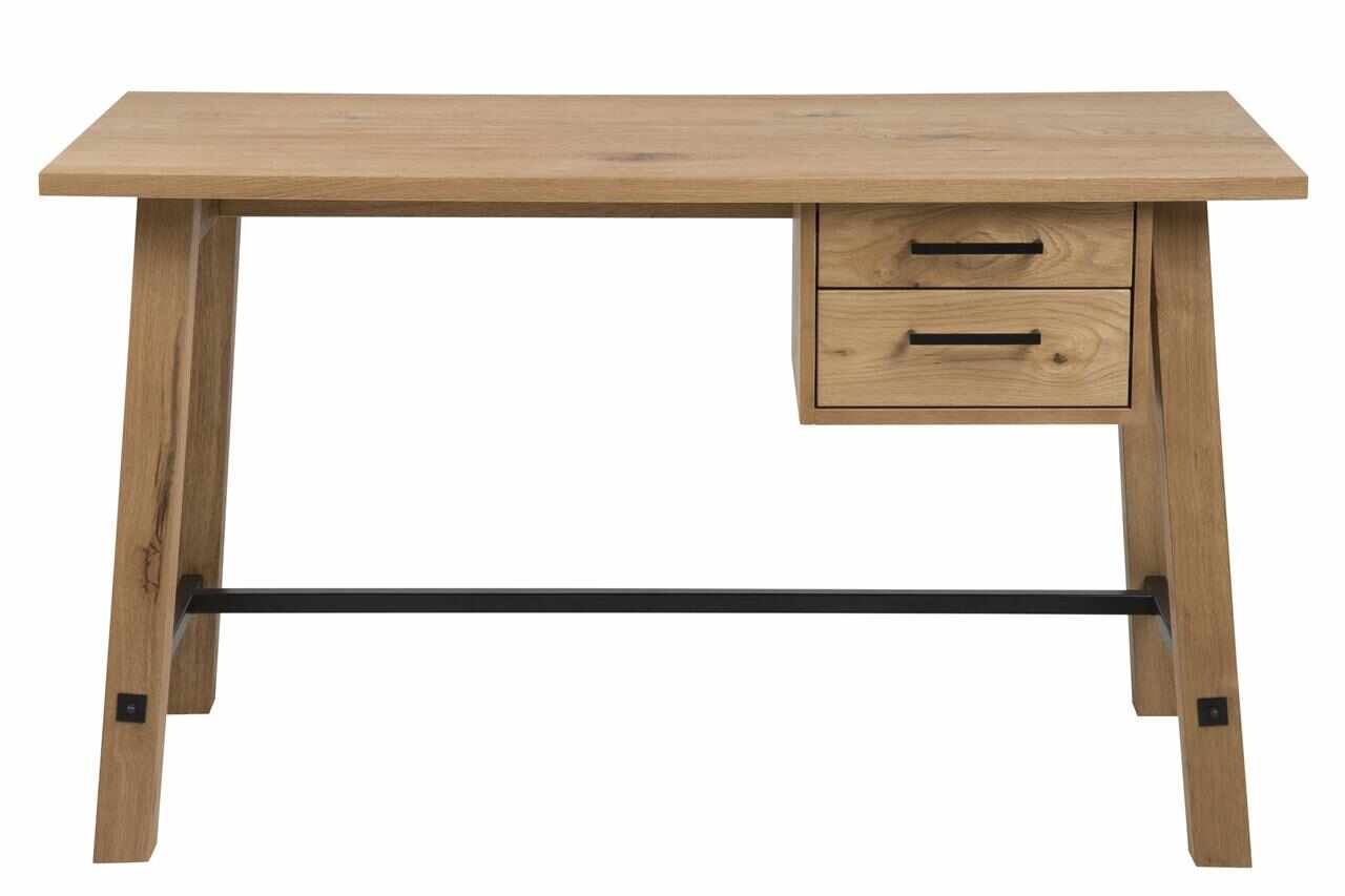 Masa de birou din lemn si furnir Stockholm Natural, L130xl60xH75 cm