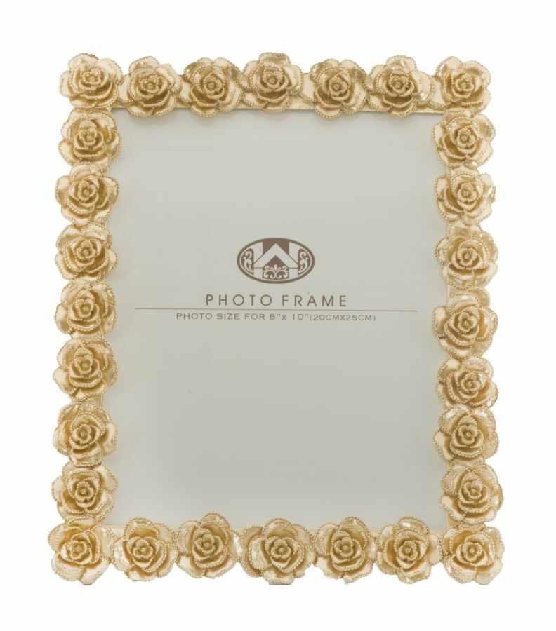 Rama foto decorativa din rasina Glam Roses Alb / Auriu, 25,5 x 31 cm