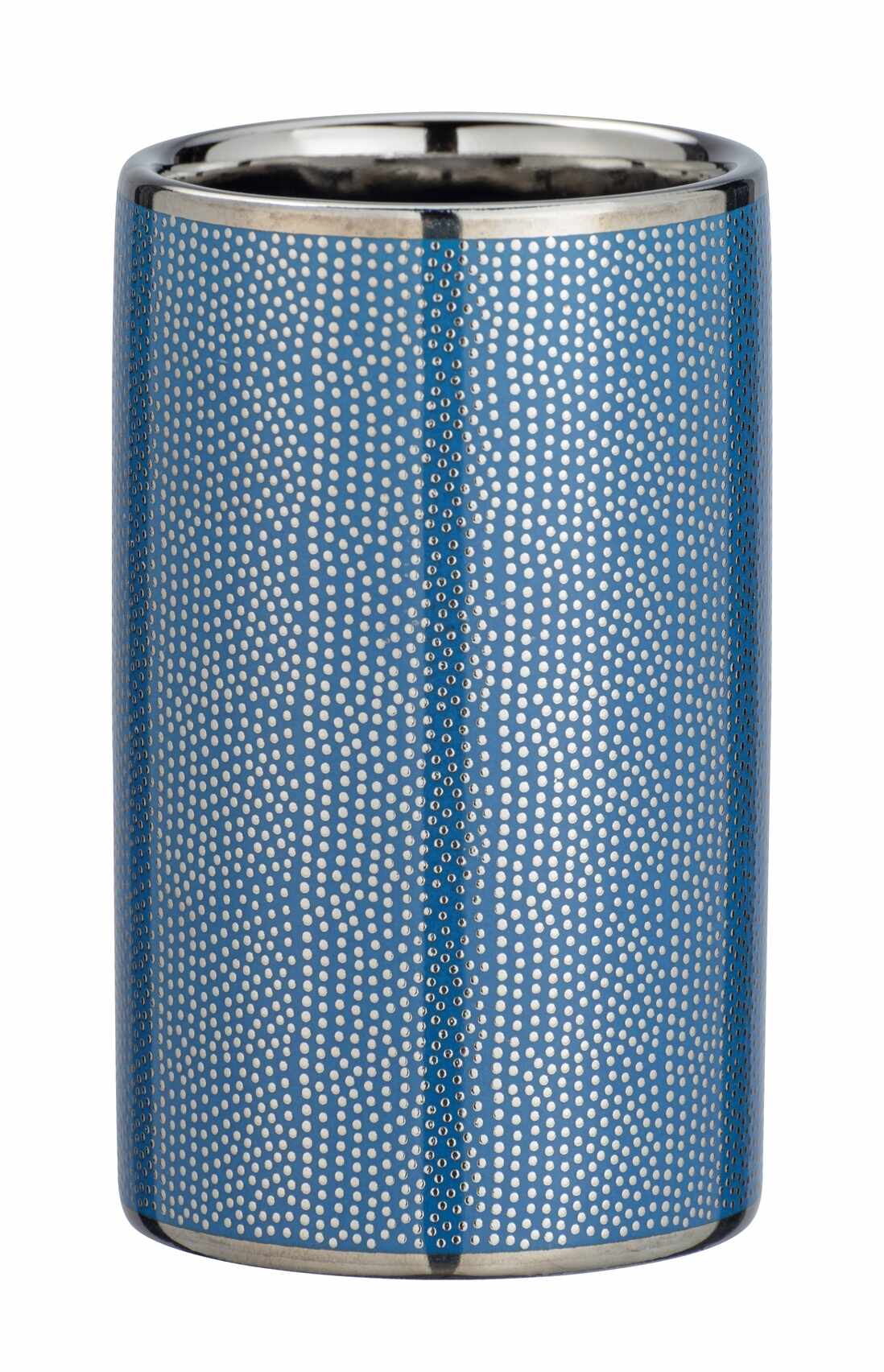 Pahar pentru periuta de dinti, din ceramica Nuria Argintiu / Albastru, Ø6,5xH10,7 cm