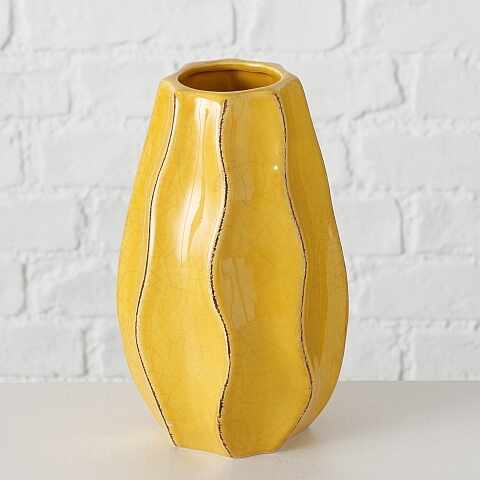 Vaza decorativa din ceramica Hilary Galben, Ø7xH18 cm