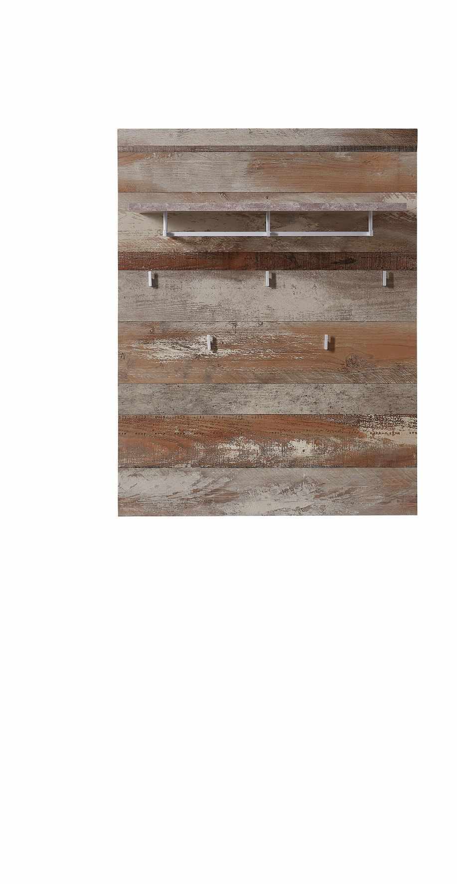 Cuier din pal si MDF cu etajera Krone Driftwood, l90xA30xH116 cm