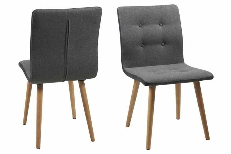 Set 2 scaune tapitate cu stofa, cu picioare din lemn Frida Dark Grey, l43xA55xH88 cm