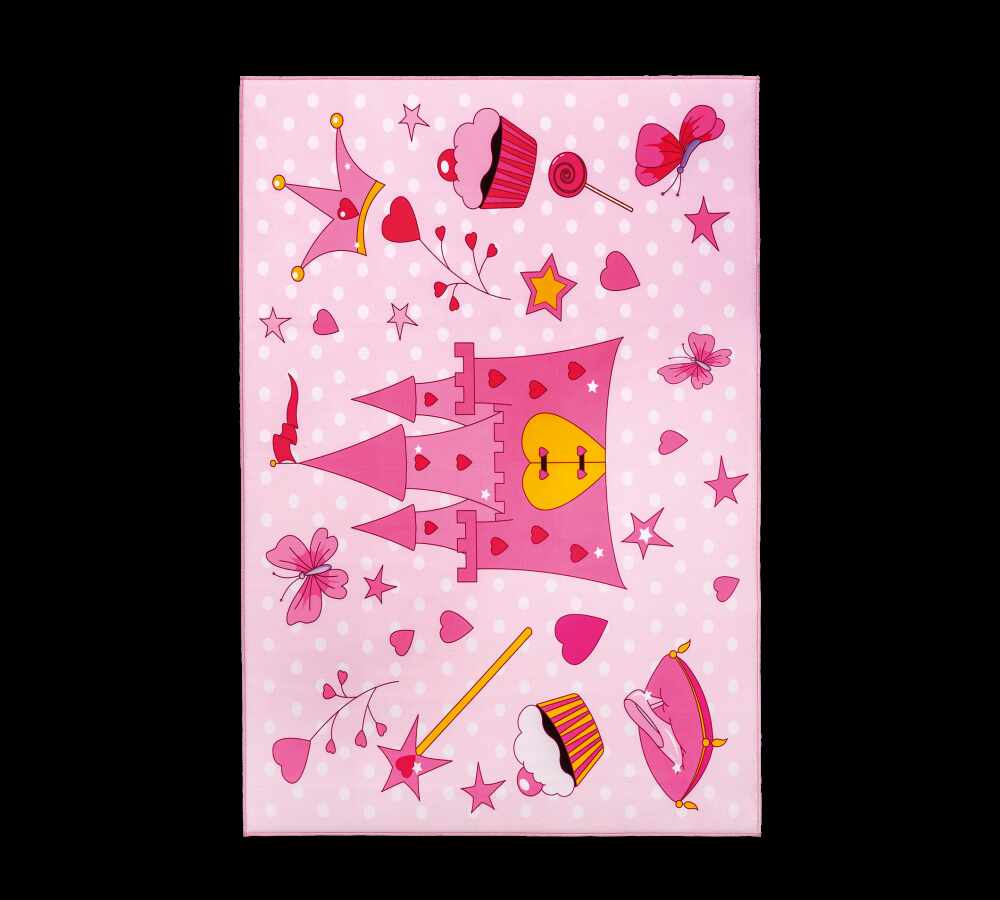 Covor pentru copii din PE Soft Princess Pink, 100 x 150 cm