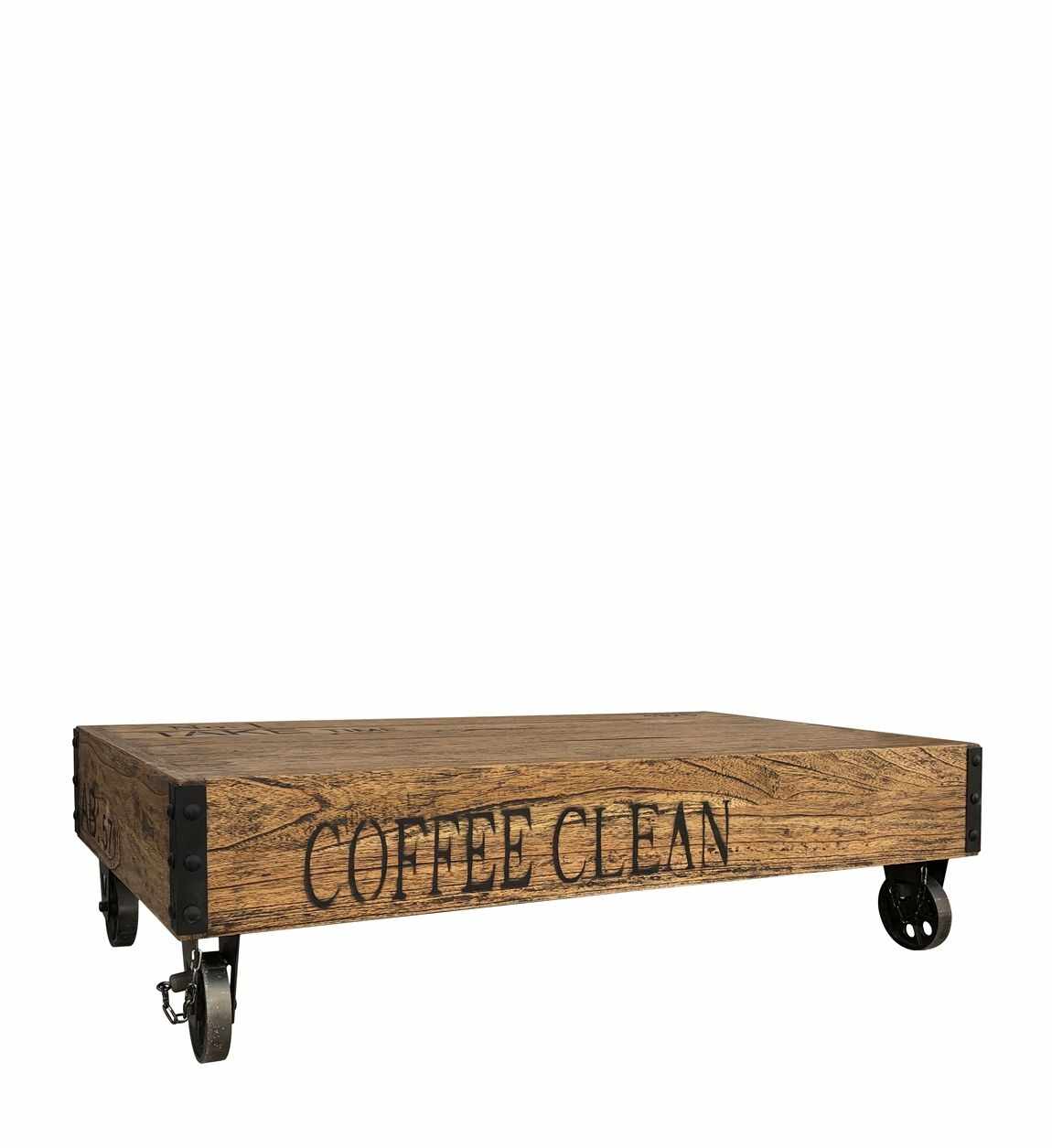 Masa de cafea din lemn si metal, Centro Nico Nuc, L120xl65xH35 cm