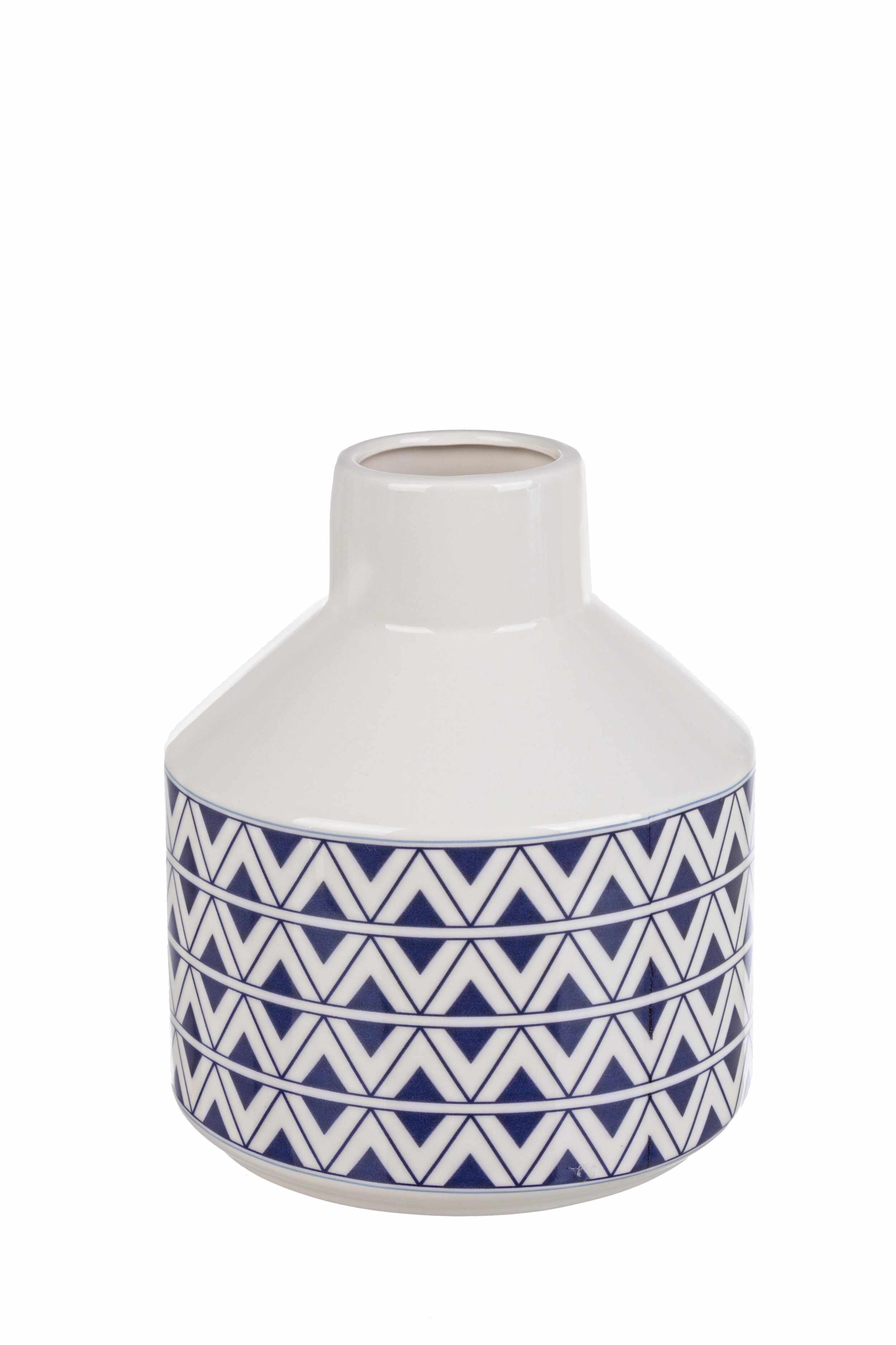 Vaza decorativa din ceramica Tunisi S Alb / Albastru, Ø17xH19,5 cm