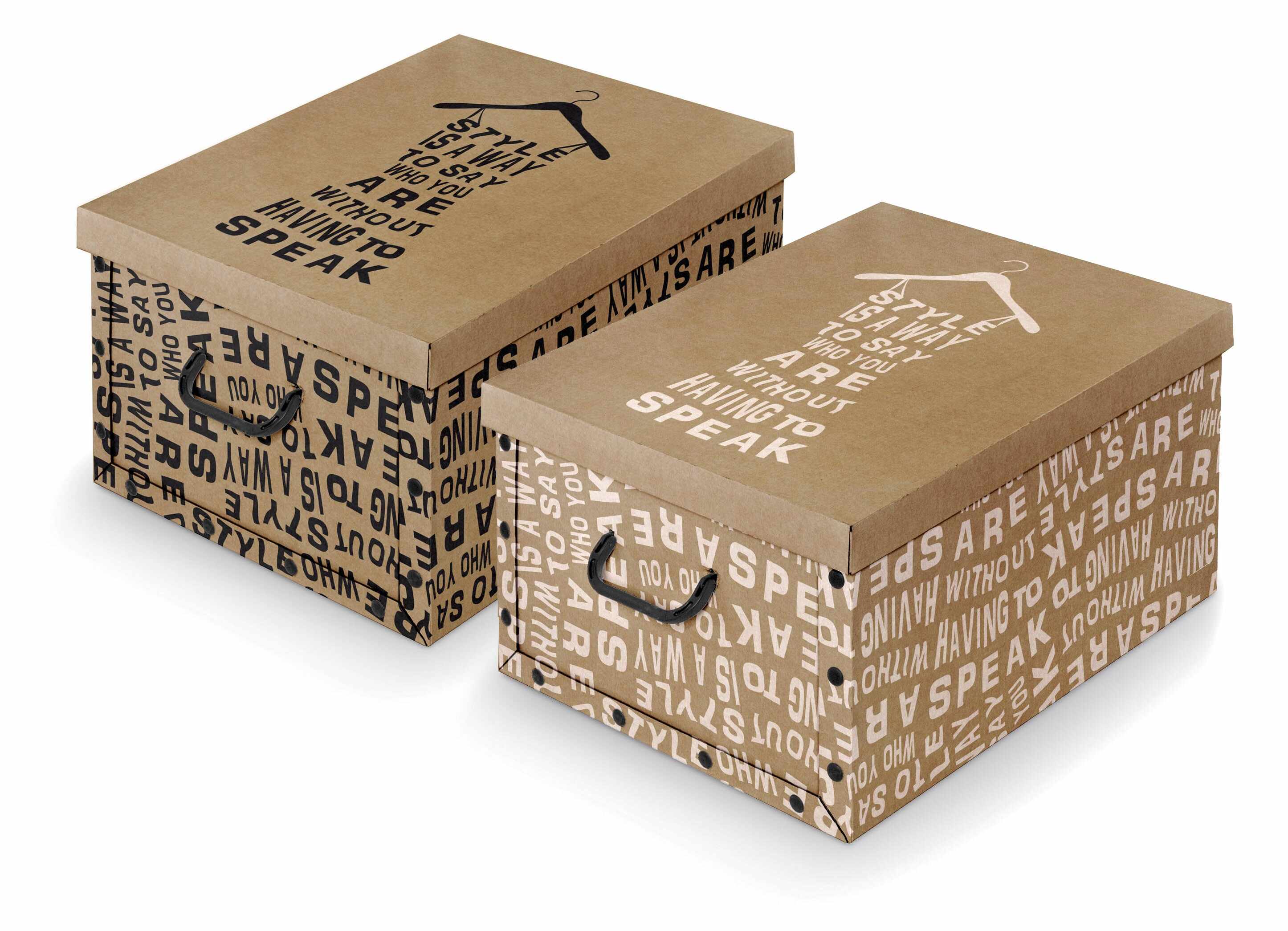 Cutie pentru depozitare din carton, Text Alb / Negru, Modele Asortate, L50xl39xH24 cm