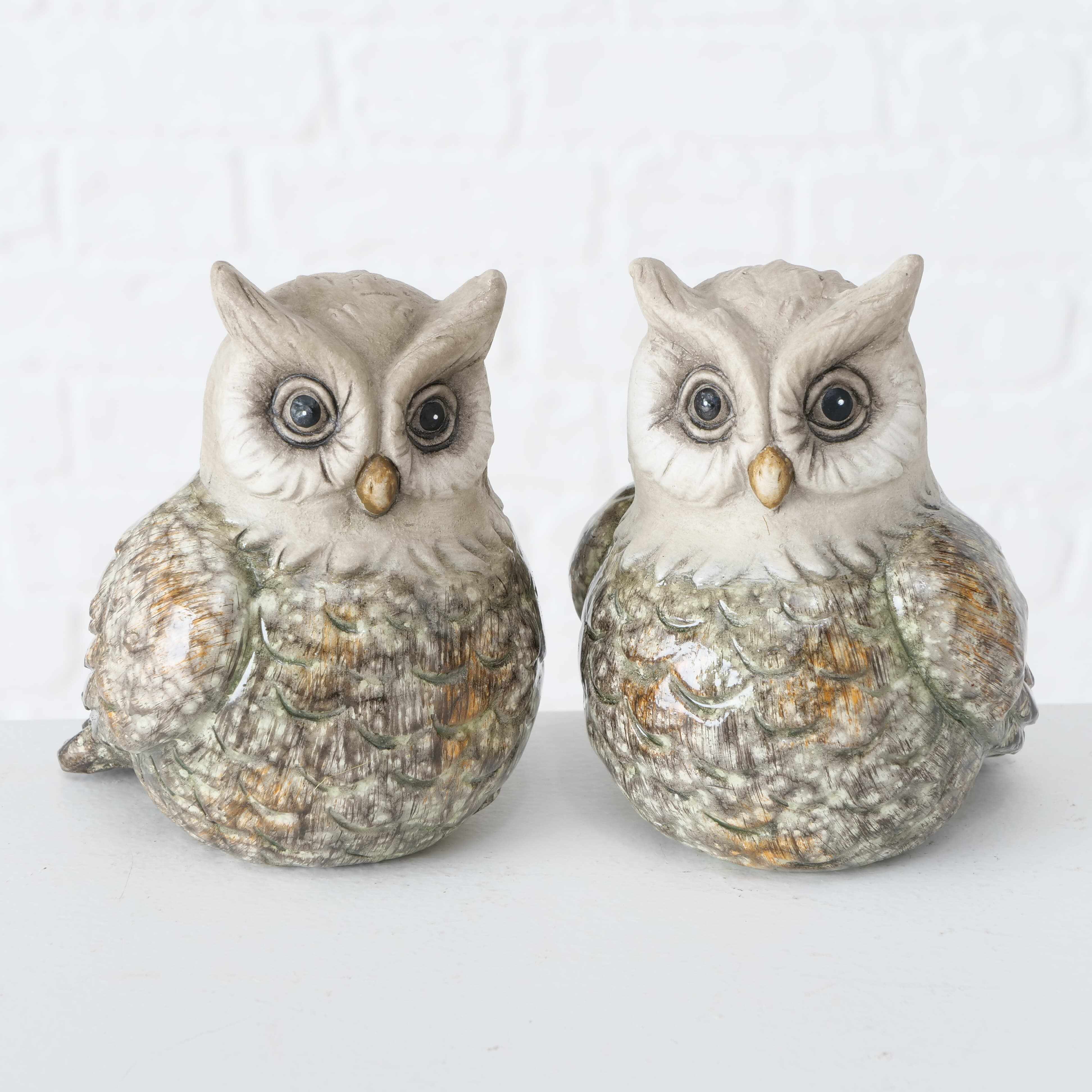 Decoratiune din ceramica Kuga Owl Multicolor, Modele Asortate, l10xA9xH11 cm
