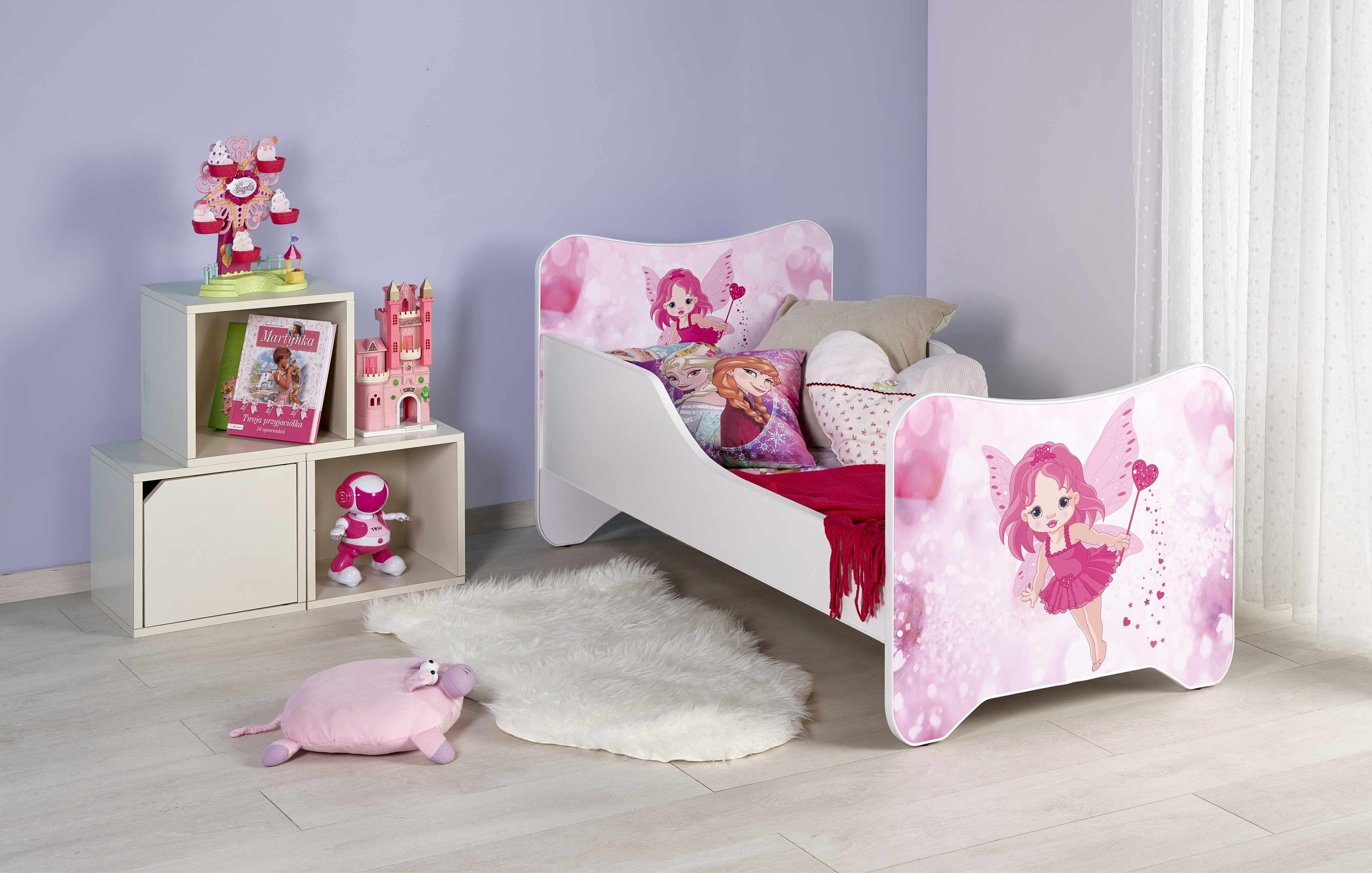 Pat pentru copii Happy Fairy, White / Pink, 140 x 70 cm