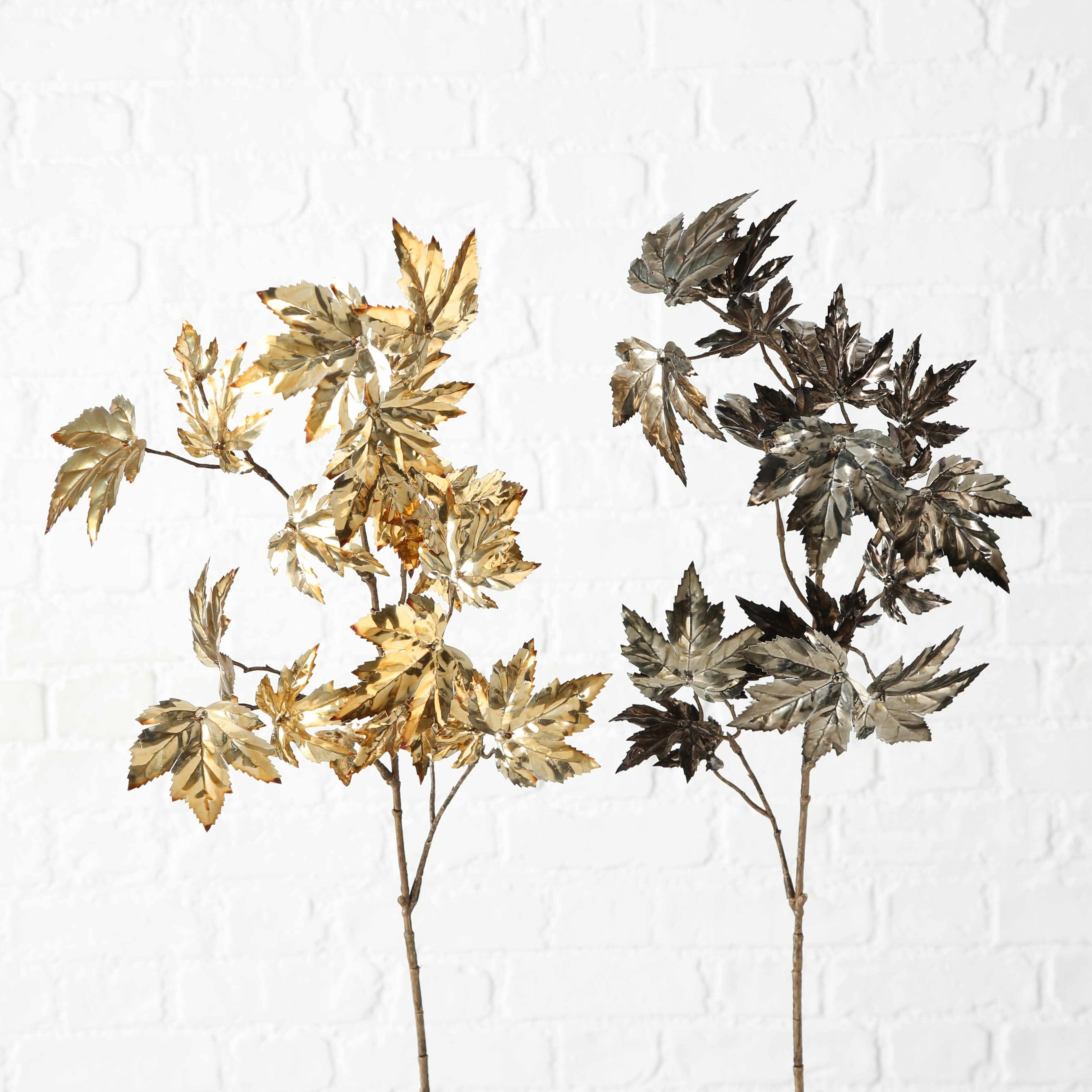 Ramura decorativa artificiala Maple Auriu / Maro, Modele Asortate, H94 cm