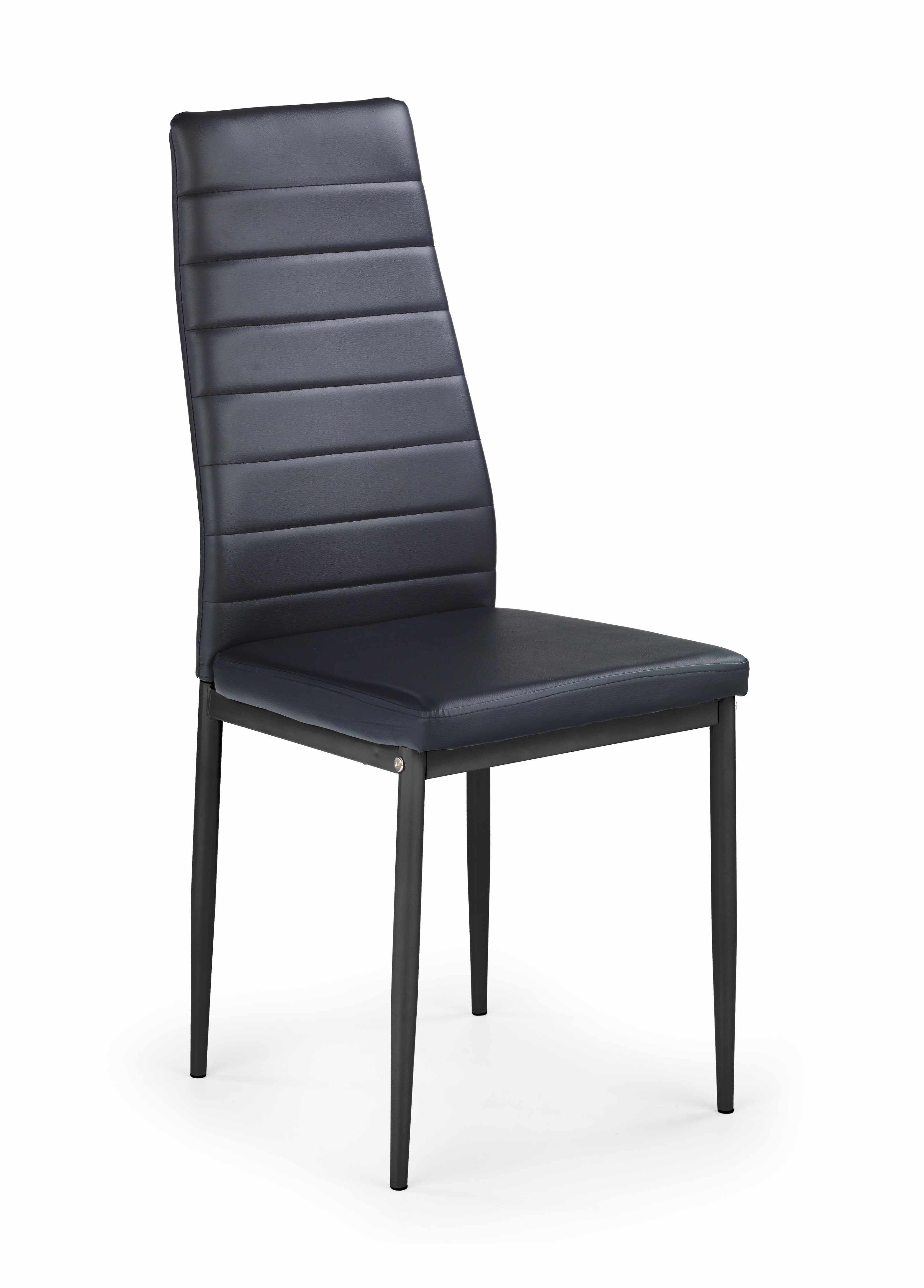 Scaun tapitat cu piele ecologica, cu picioare metalice K70 Black, l41xA50xH98 cm