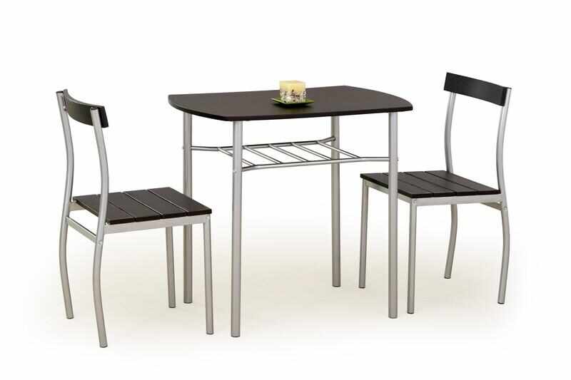 Set masa din MDF si metal + 2 scaune Lance Wenge, L82xl50xH75 cm