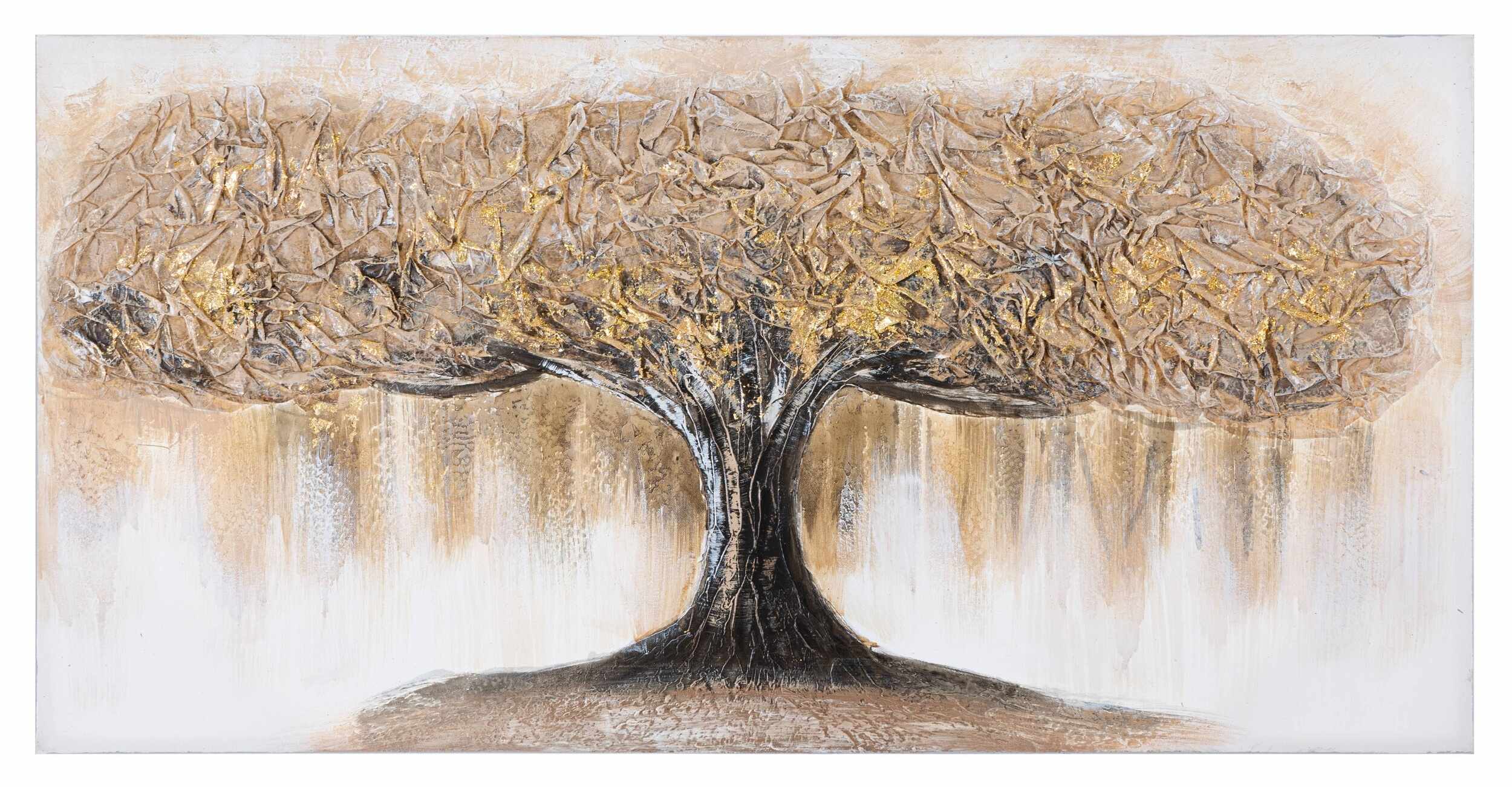 Tablou pictat manual Tree A Multicolor, 60 x 120 cm