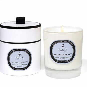 Lumânare parfumată Parks Candles London Aromatherapy, aromă de iasomie, lămaie și patchouli, 50 ore