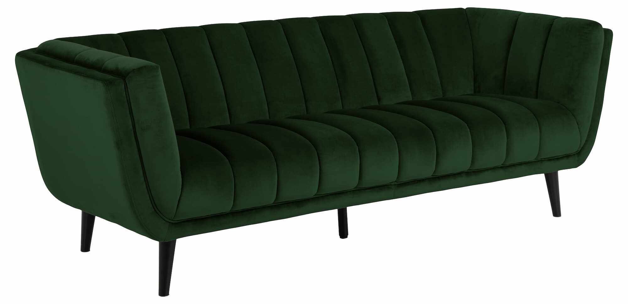 Canapea fixa tapitata cu stofa, 3 locuri Tampa Velvet Verde, l219,5xA86,5xH76,5 cm