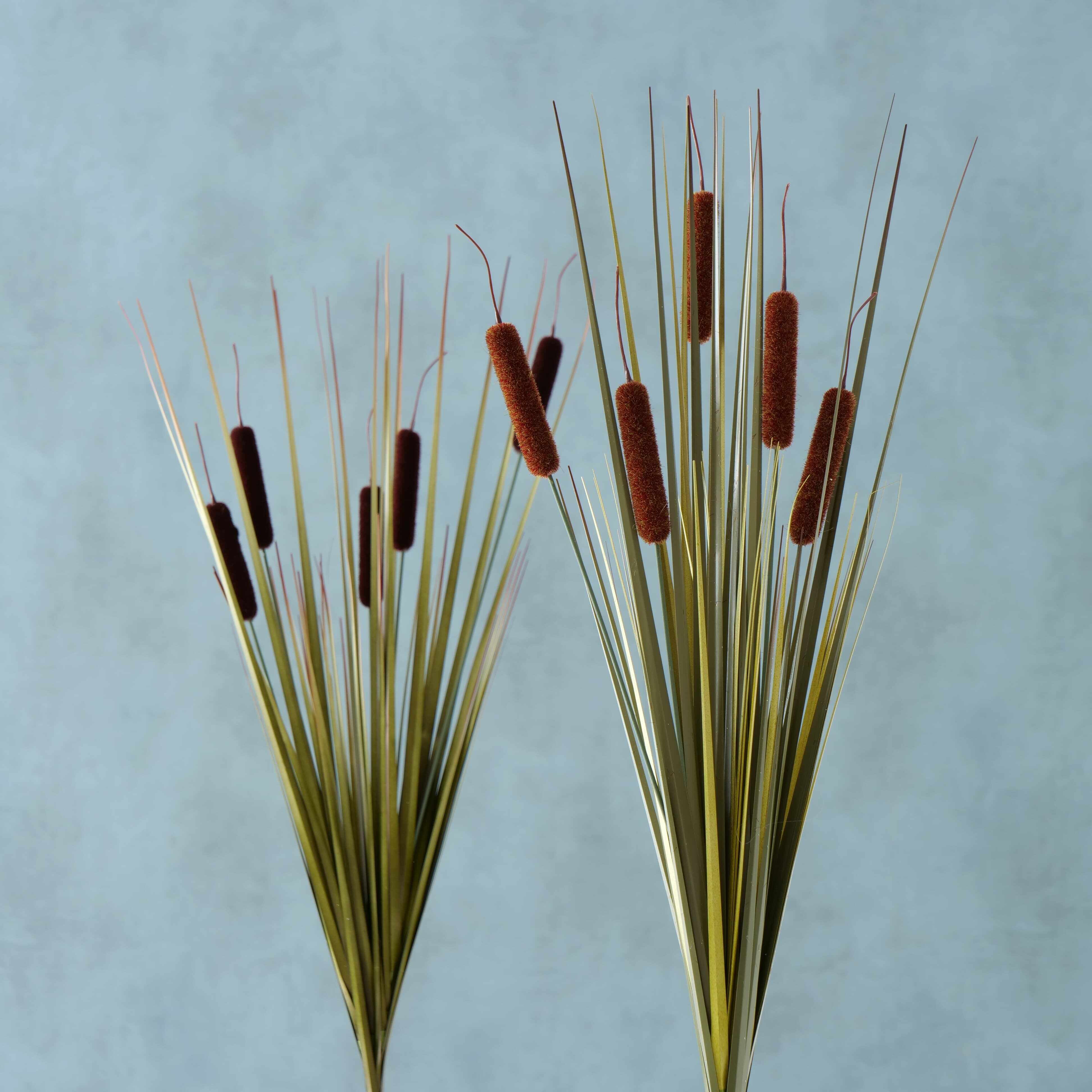 Ramura decorativa artificiala Reeds Maro / Verde, Modele Asortate, H63 cm