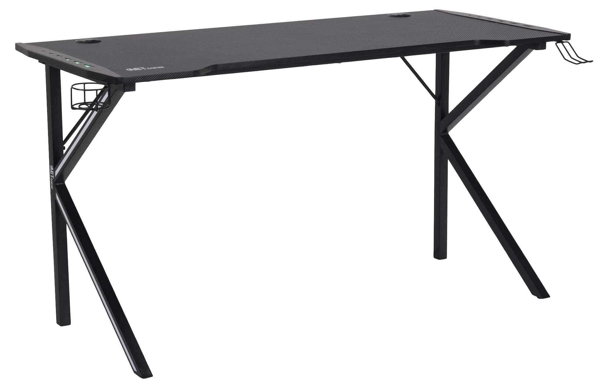Masa de birou din pal si metal, cu LED inclus, Ninja Negru, L140xl60xH75 cm