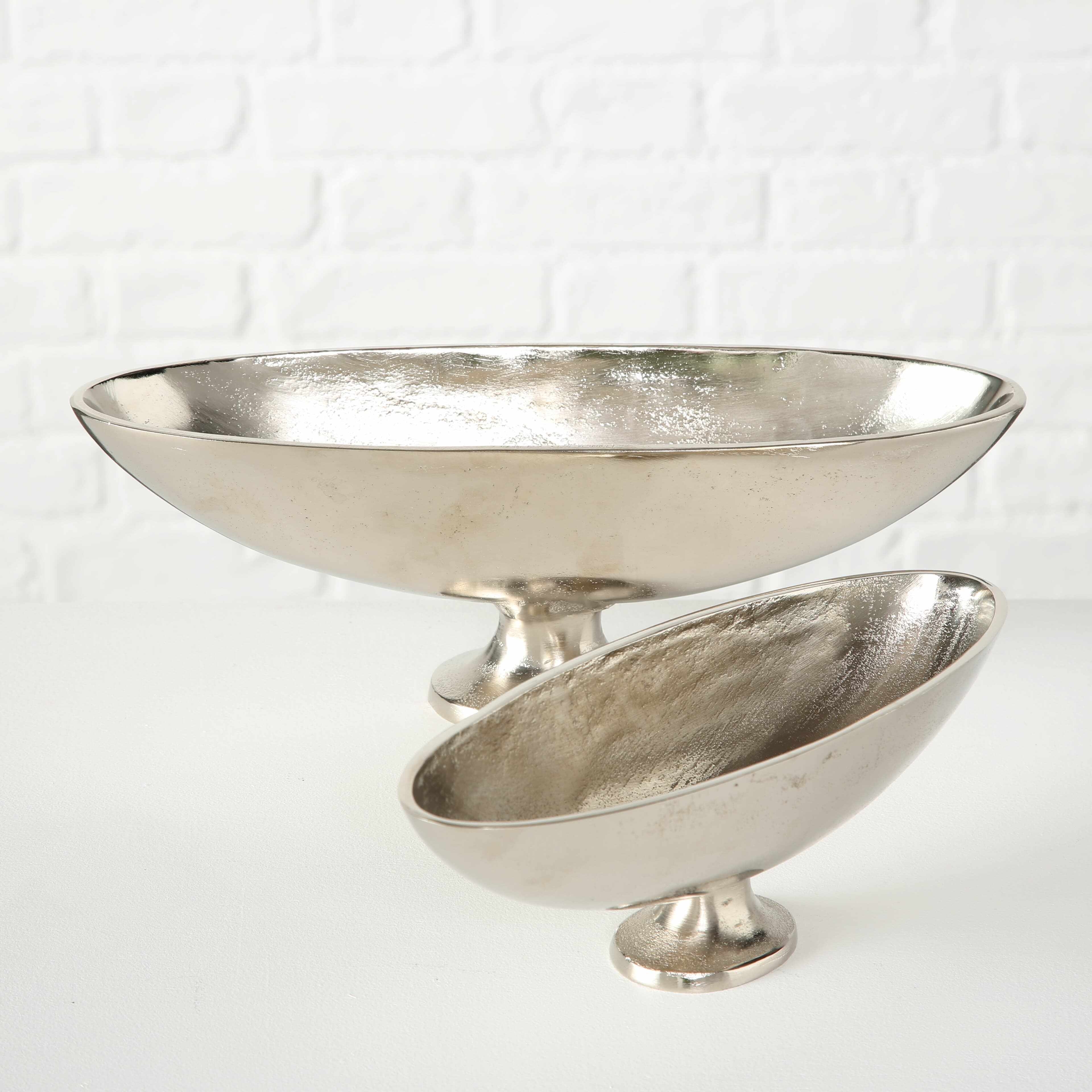 Set 2 vase decorative din aluminiu Kinky Argintiu, L35xl11xH13 cm / L28xl10xH9 cm
