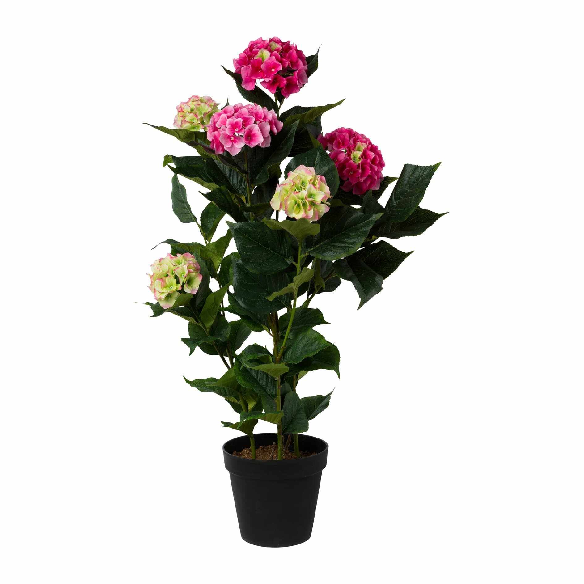 Floare artificiala in ghiveci, Hydrangea Roz, H109 cm