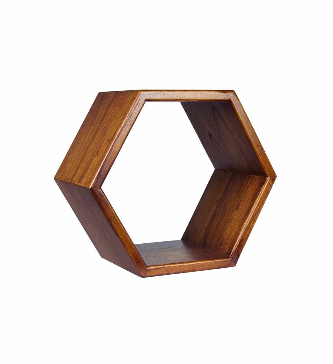 Raft modular din lemn si furnir, Nordic Hexagonal Nuc, l40xA25xH40 cm