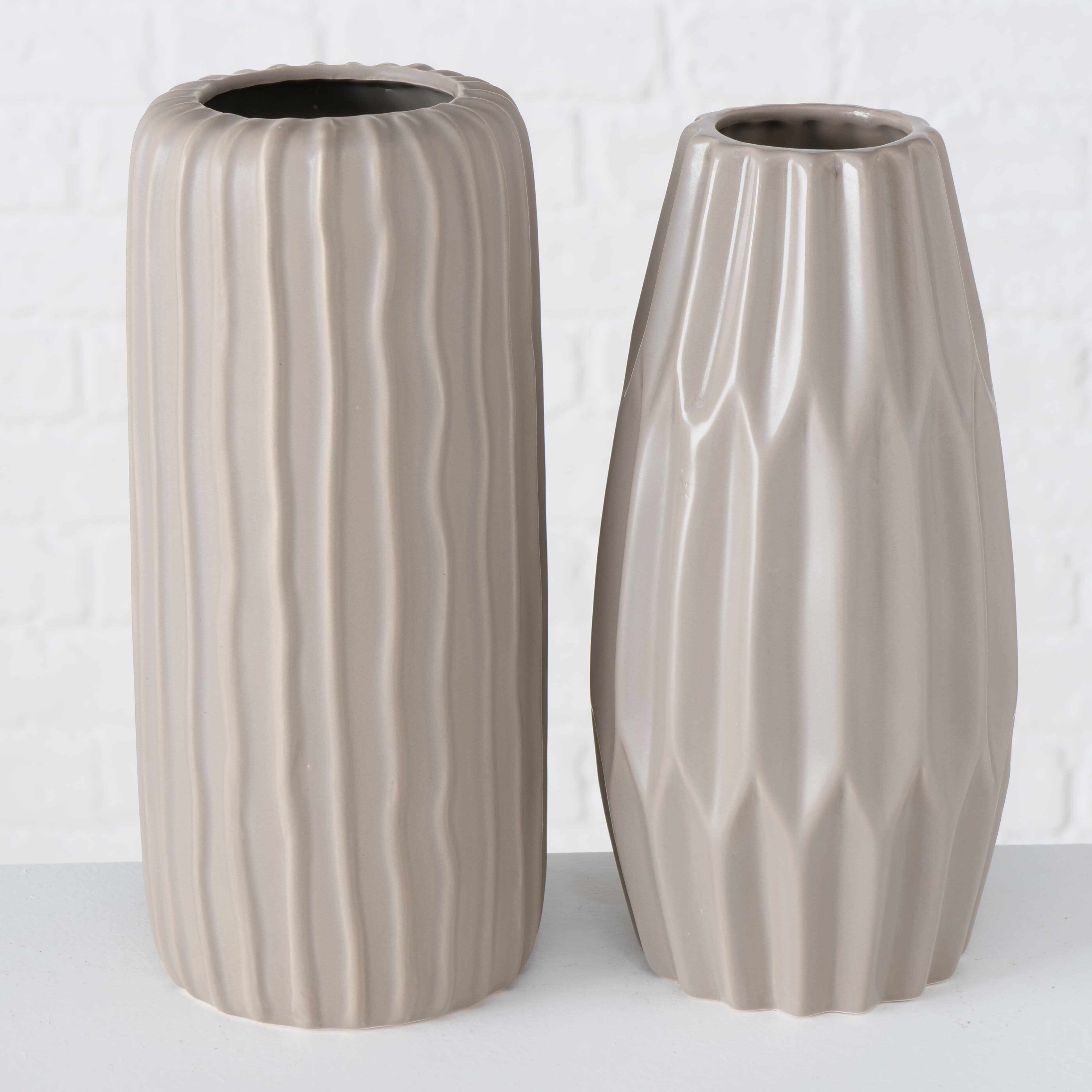 Vaza decorativa din ceramica Aquarel Bej, Modele Asortate, Ø12xH25,5 cm