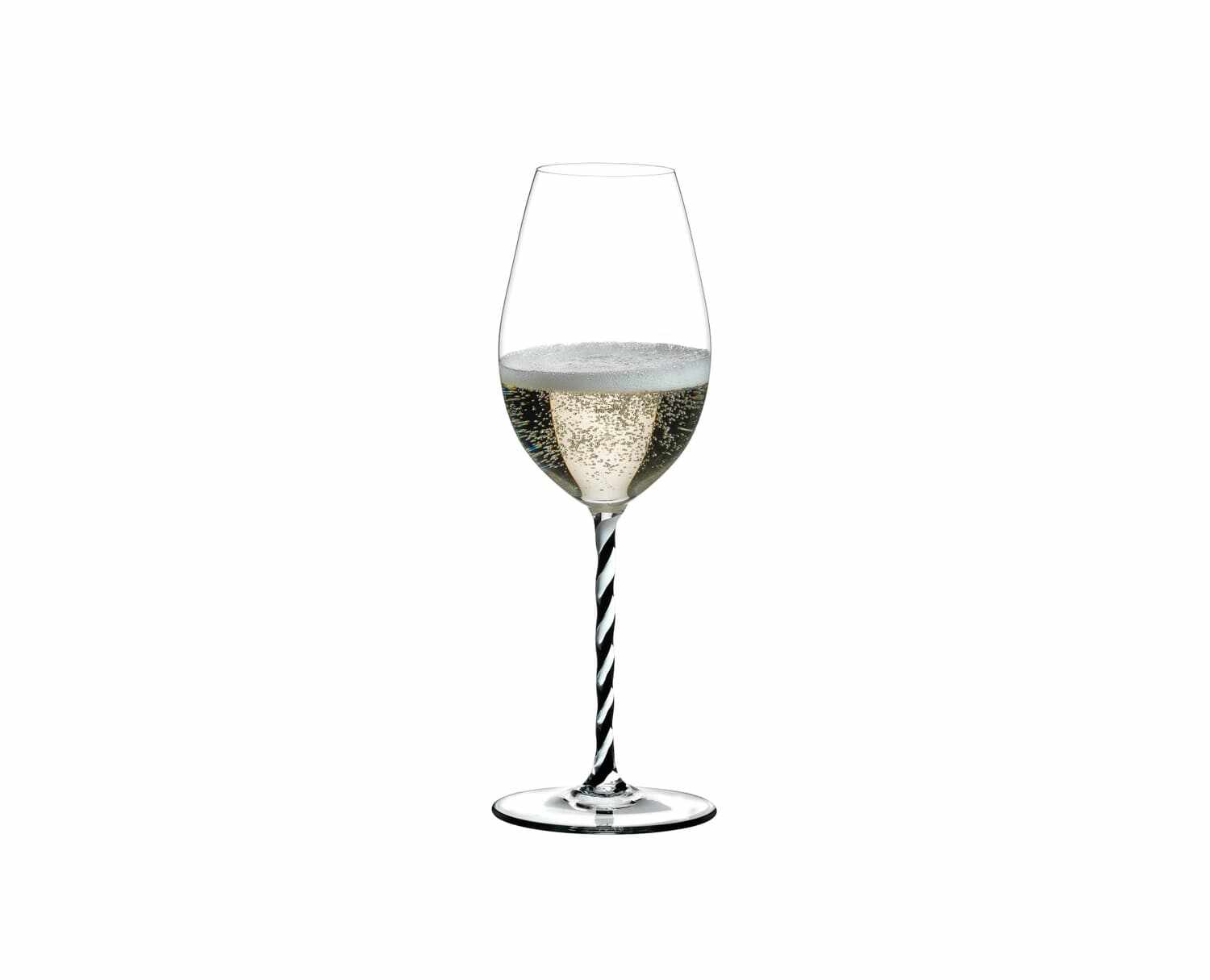Pahar pentru sampanie si vin spumant, din cristal Fatto A Mano Champagne Wine Negru / Alb, 445 ml, Riedel