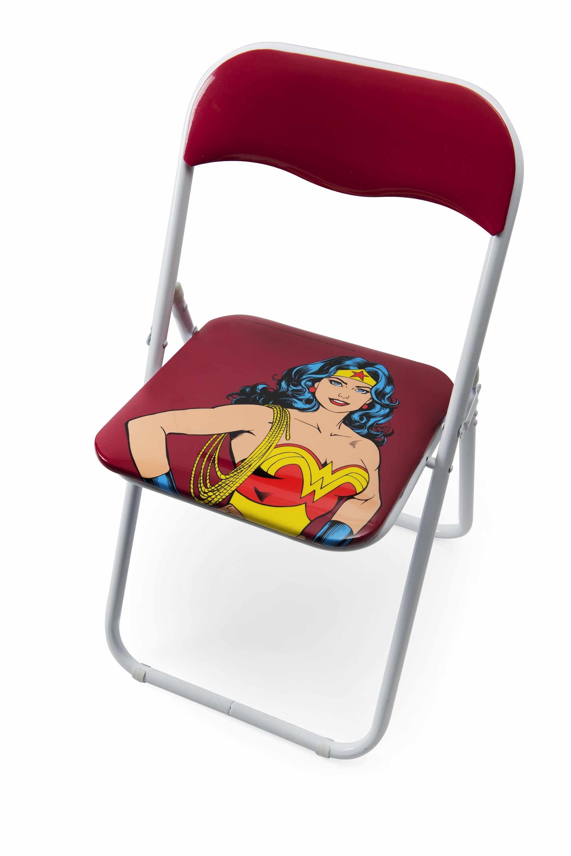 Scaun pliabil pentru copii, din metal si PVC, l44xA44xH80 cm, Superhero Wonder Woman