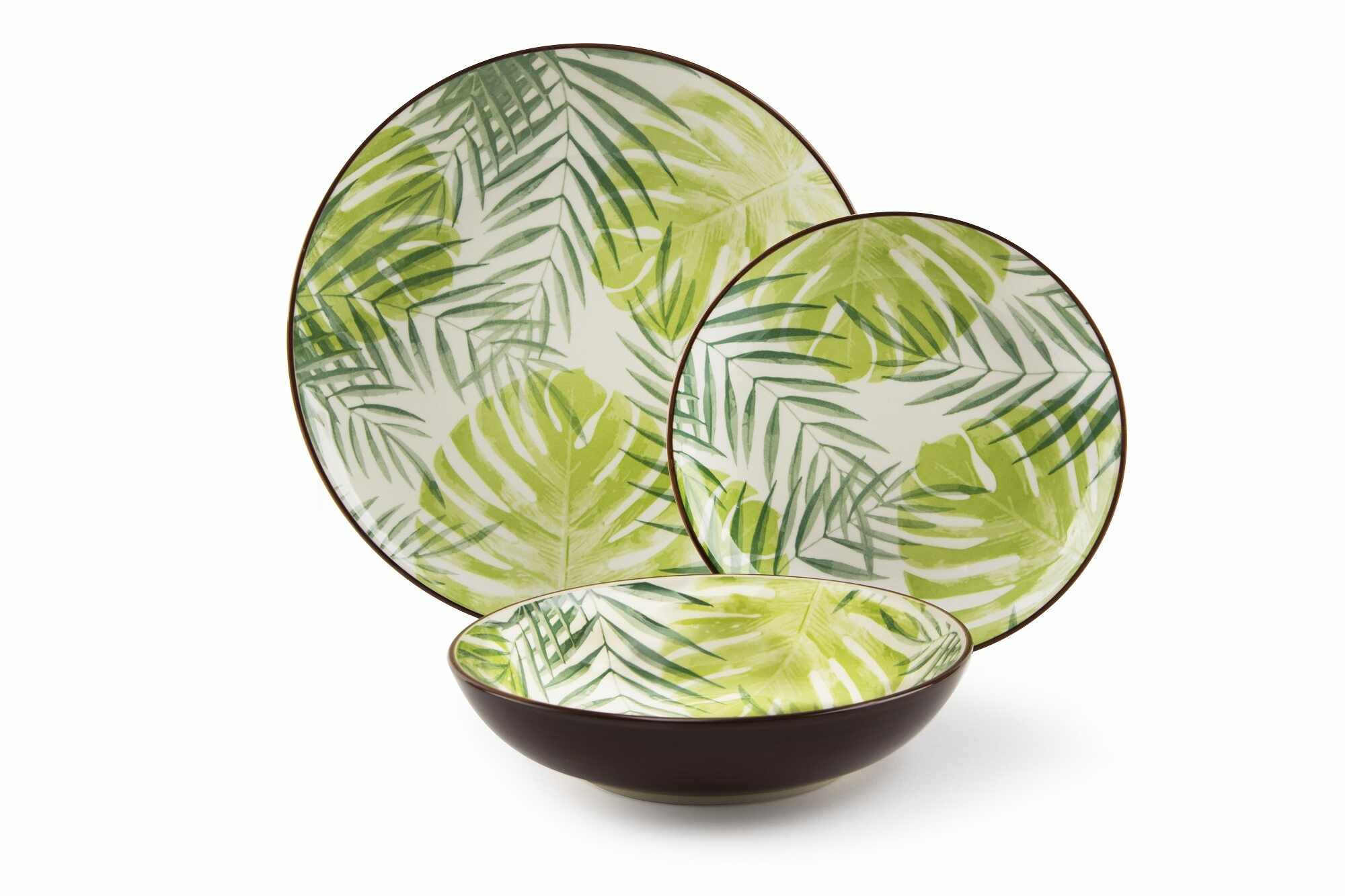  Set vesela din ceramica, 18 piese, Panama Dinner Verde / Maro la pret 648 lei 