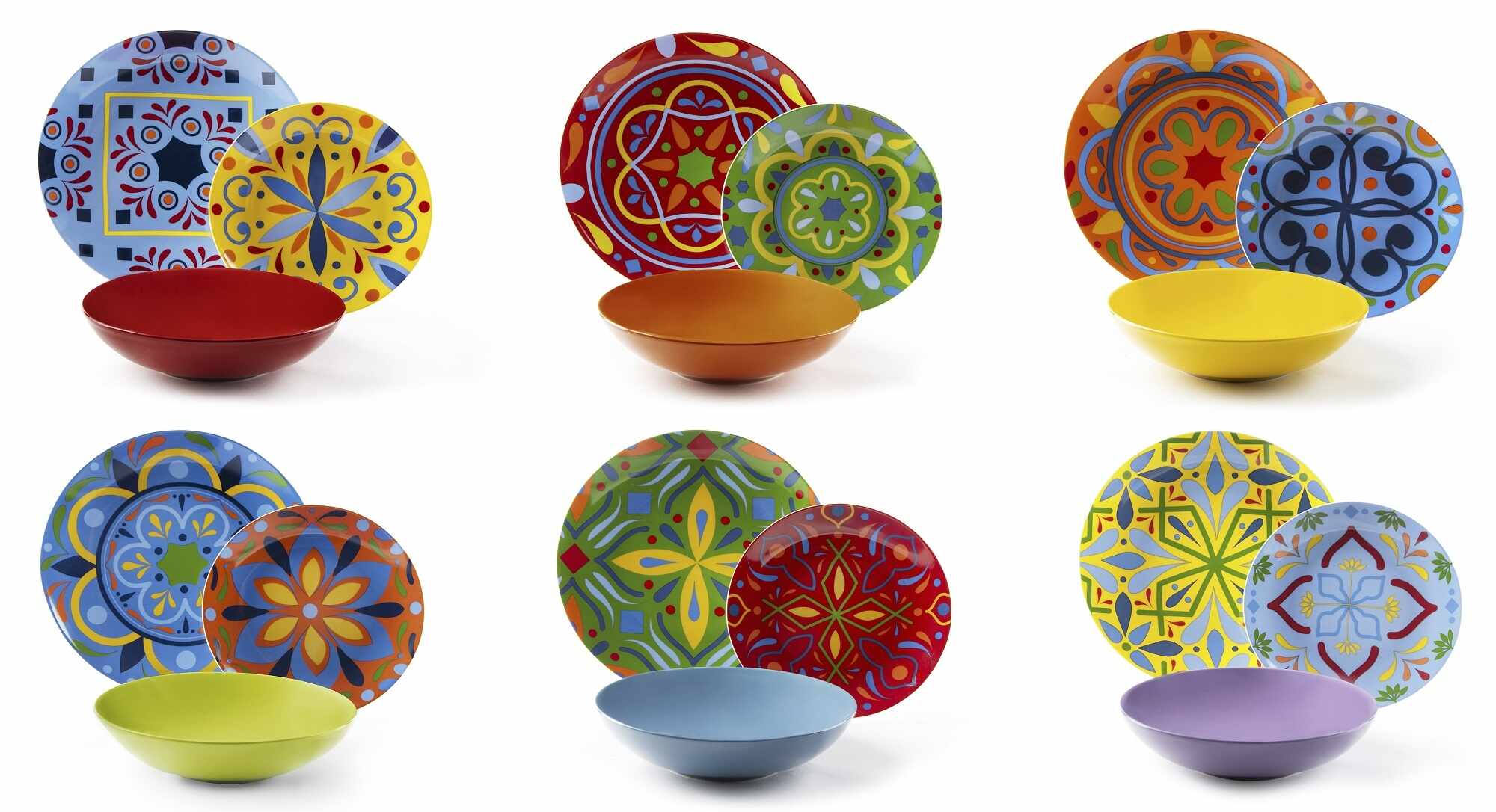 Set vesela din portelan si ceramica, 18 piese, Puebla Dinner Multicolor