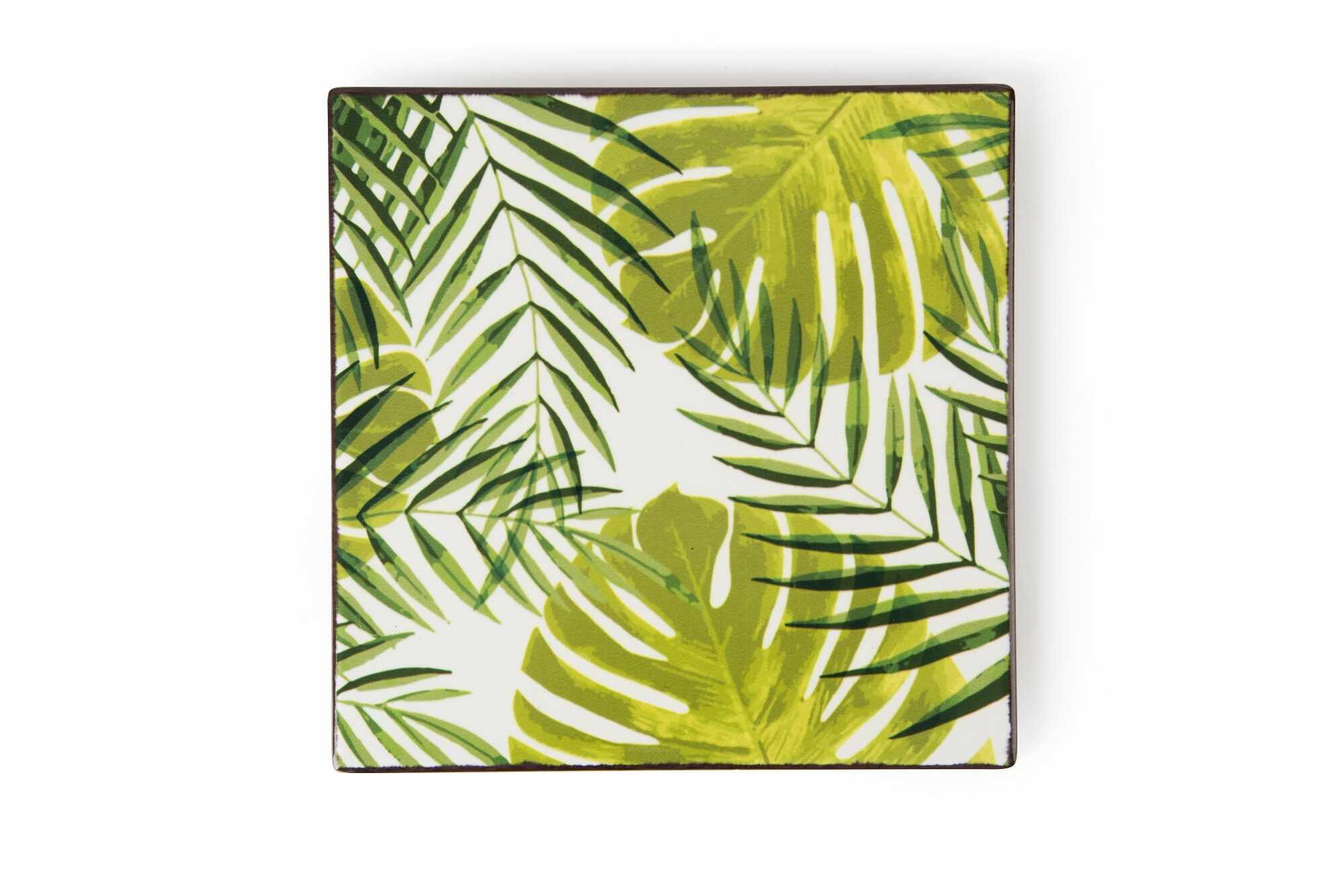 Suport pentru vase fierbinti, din ceramica si pluta, L15xl15 cm, Foliage Verde