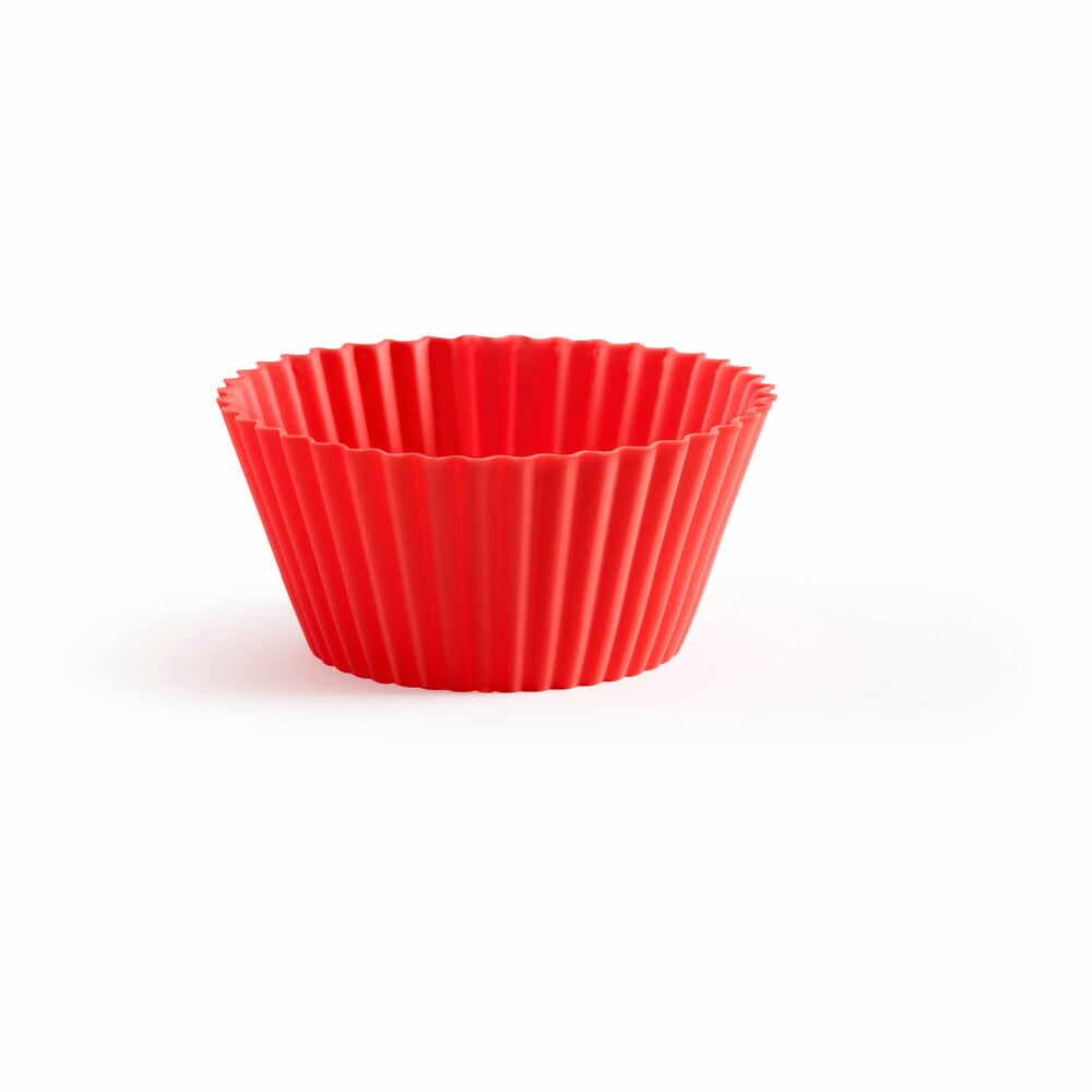 Set 12 coșulețe din silicon pentru brioșe Lékué Single, ⌀ 7 cm, roșu