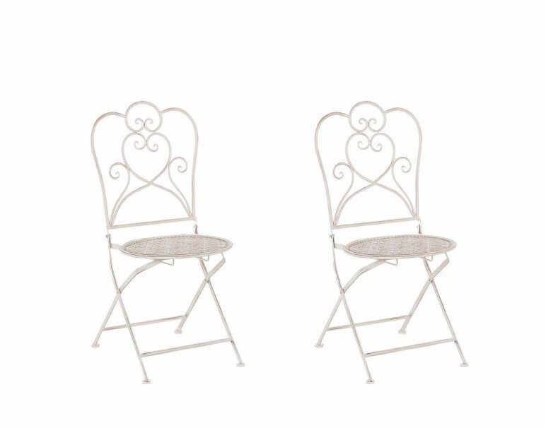 Set de 2 scaune de gradina Trieste, metal, bej, 44 x 48 x 92 cm