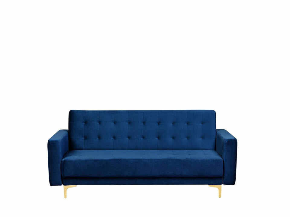 Canapea extensibila cu 3 locuri Aberdeen, catifea, albastru