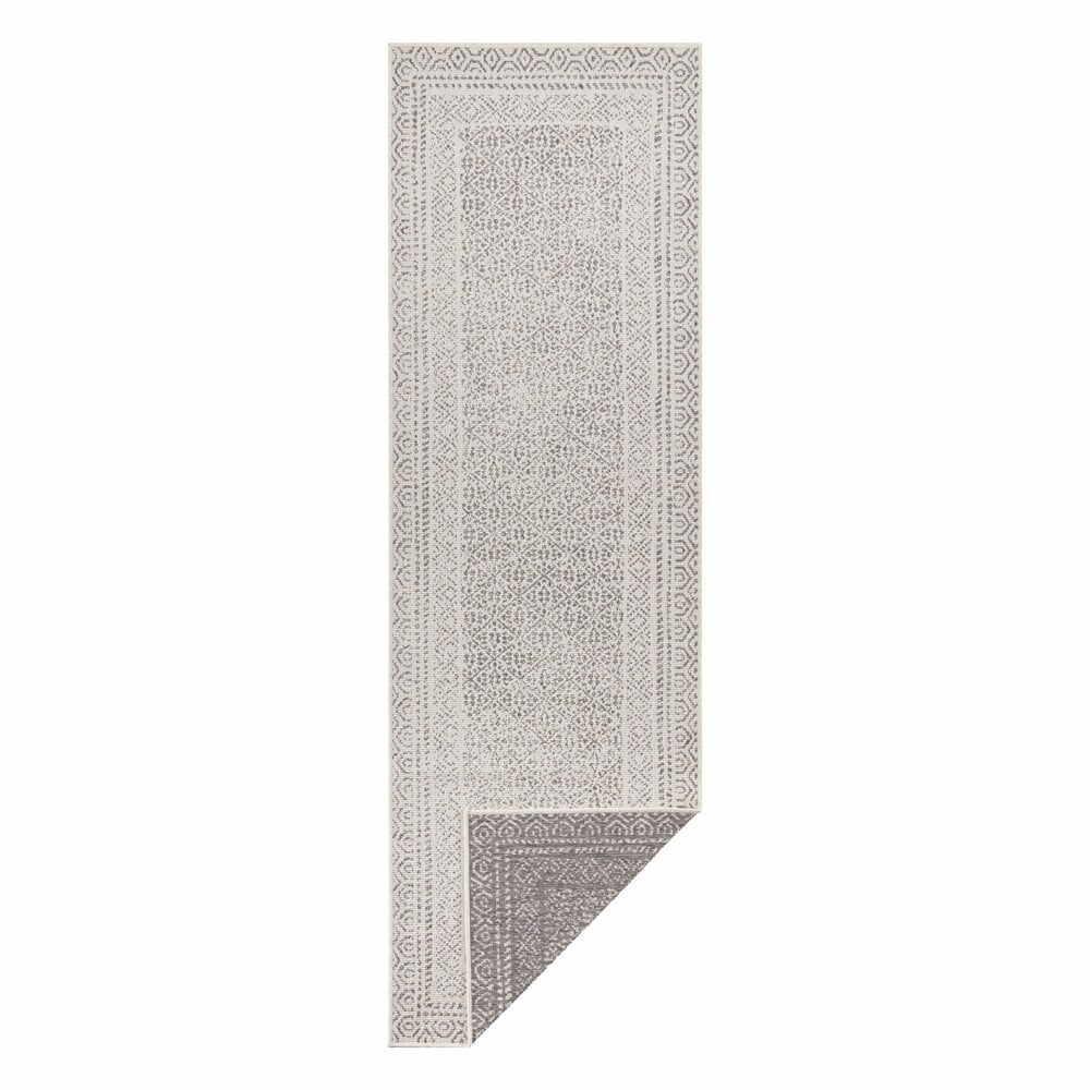 Covor lung pentru exterior Ragami Berlin, 80 x 250 cm, gri - alb