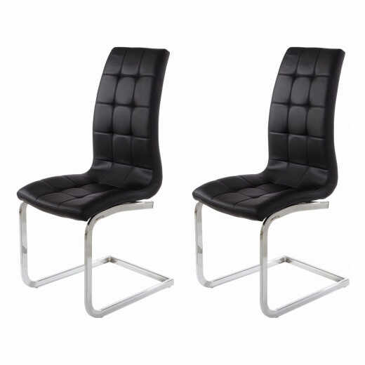 Set de 2 scaune Alexia, tapitate, negru/argintiu, 104 x 55 x 42,5 cm