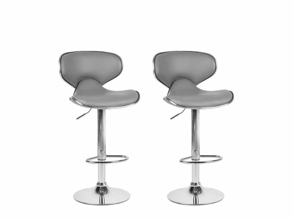 Set de 2 scaune de bar Conway, gri/argintiu, 45 x 35 x 110 cm