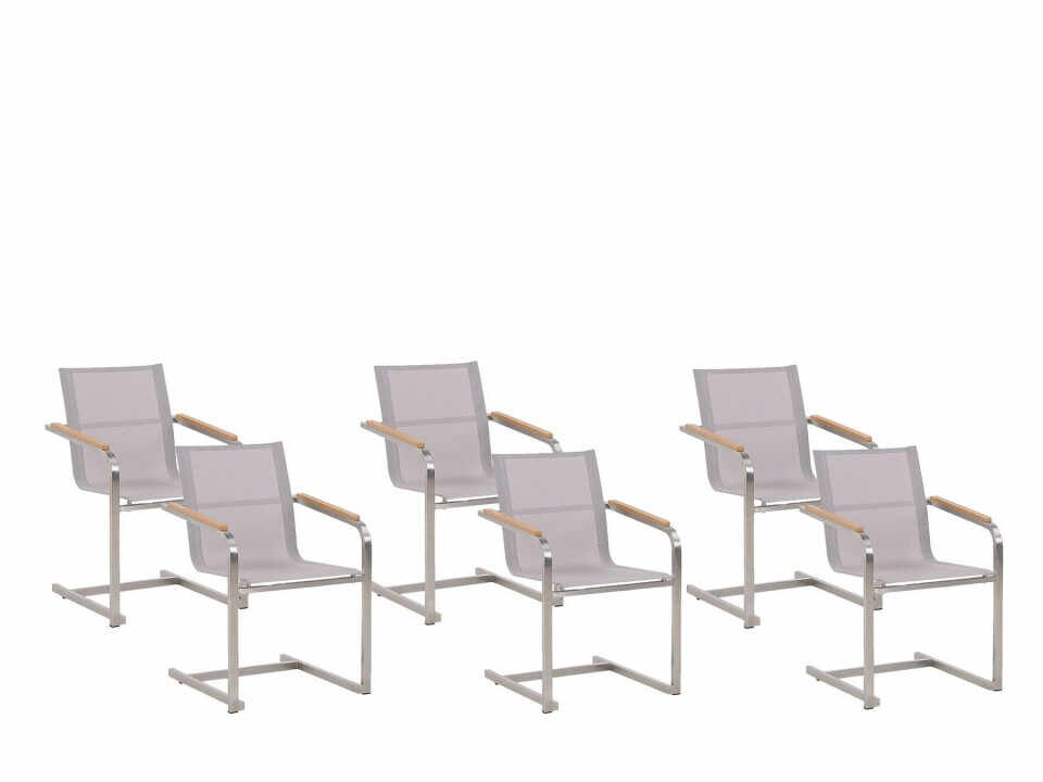 Set de 6 scaune de gradina Cosoleto, argintiu/bej, 56 x 55 x 85 cm