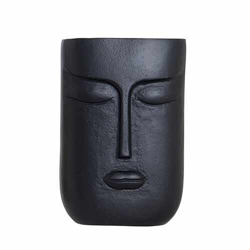 Vaza Face din metal negru 15x23 cm