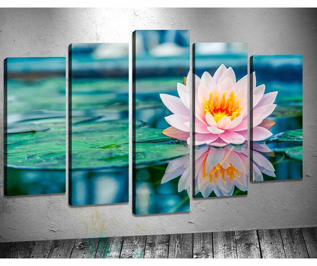 Set 5 tablouri 3D Water Lily - Tablo Center, Albastru