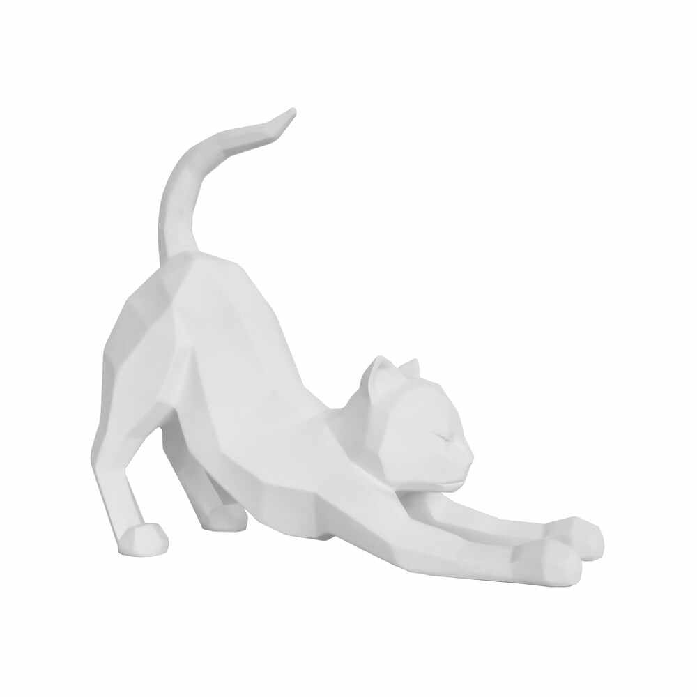 Statuetă PT LIVING Origami Stretching Cat, înălțime 30,5 cm, alb mat