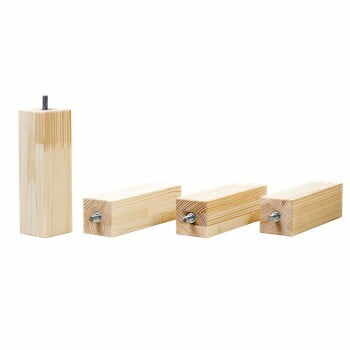 Set 4 picioare înălțătoare din lemn lăcuit de molid natural pentru patul Benlemi, înălțime 20 cm