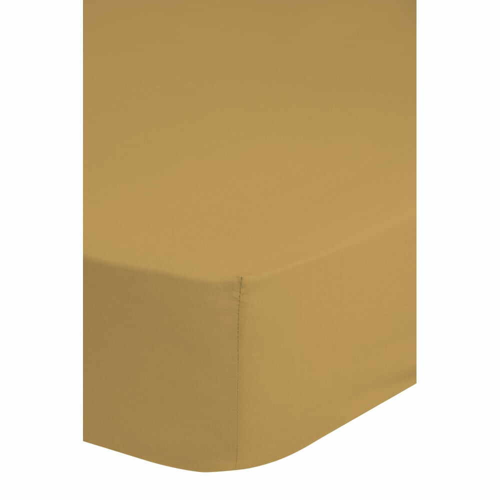 Cearșaf elastic din bumbac satinat HIP, 140 x 200 cm, galben închis