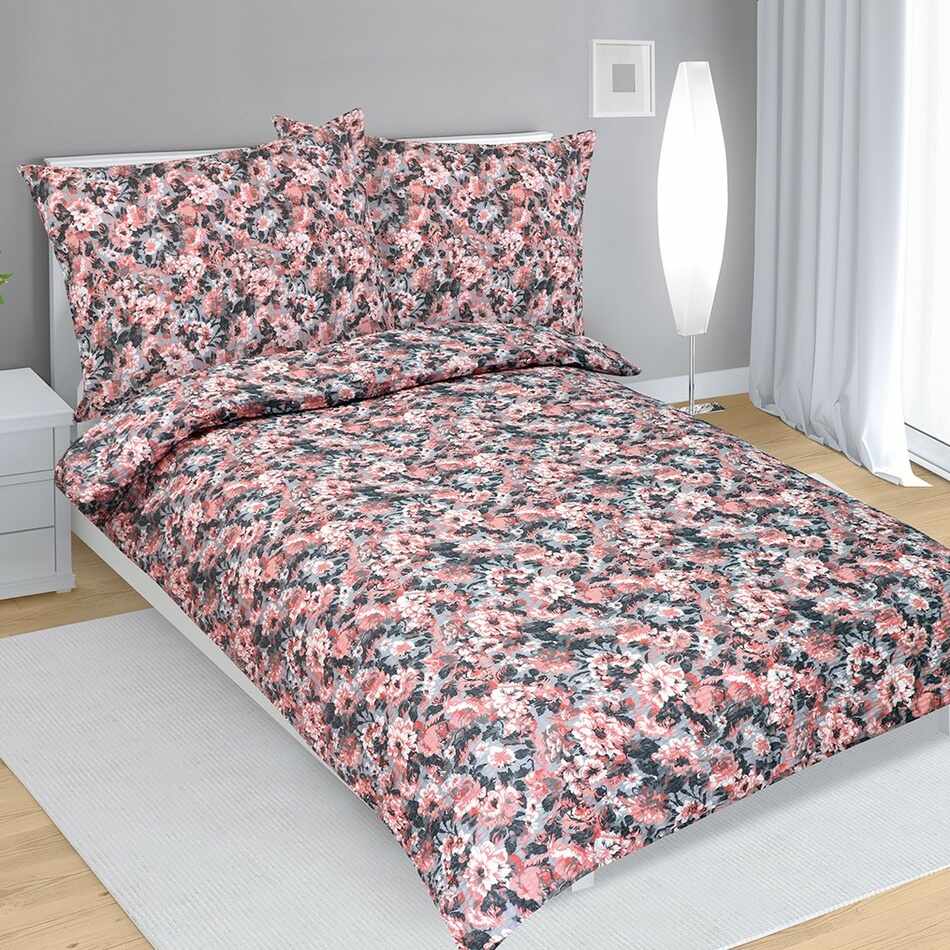Lenjerie de pat creponată Jiřina roz somon, 140 x 200 cm, 70 x 90 cm